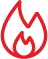Red flame-shaped logo with twin peaks design.
