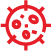 Red and white biohazard symbol icon.